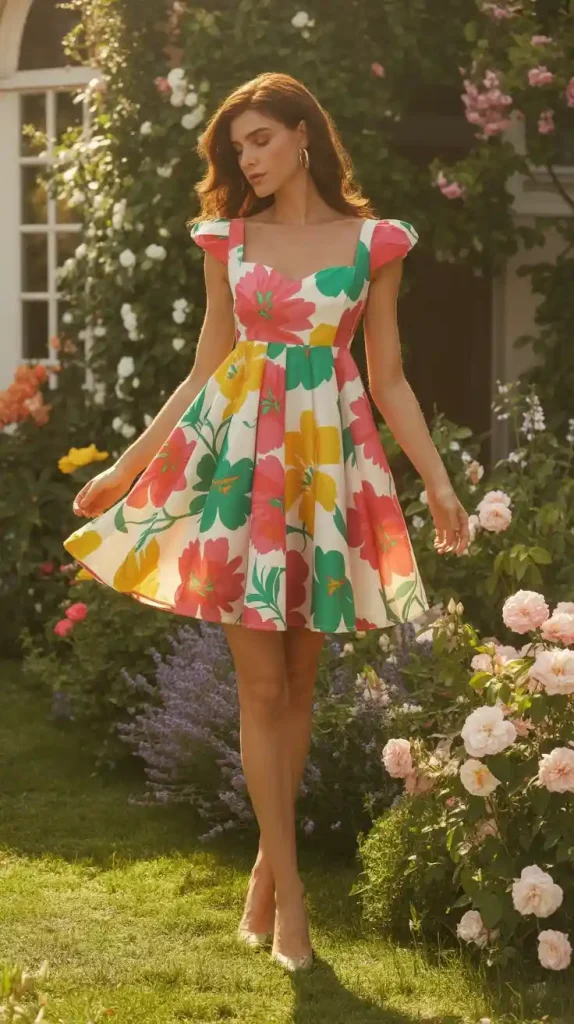 Bright-Colors-Floral-Mini-Dress-Casual-Looks Bright Colors Floral Mini Dress casual Looks