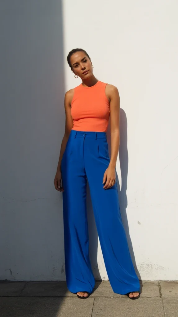 Cobalt-Blue-Orange-Color-Block-Outfit Cobalt Blue & Orange Color-Block Outfit