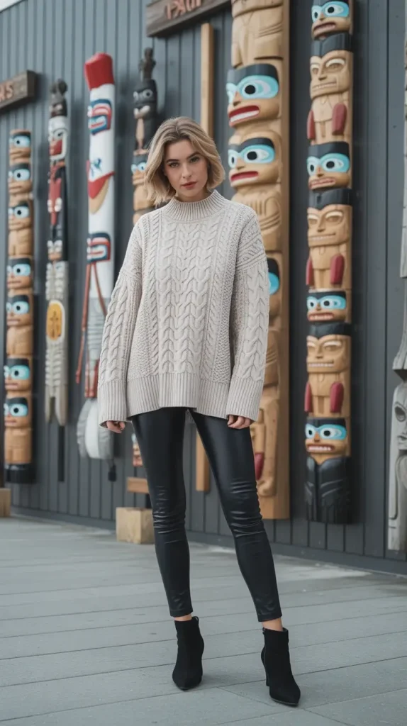 Cozy-Cable-Knit-Sweater-with-Faux-Leather-Leggings-and-Ankle-Boots Cozy Cable Knit Sweater with Faux Leather Leggings and Ankle Boots