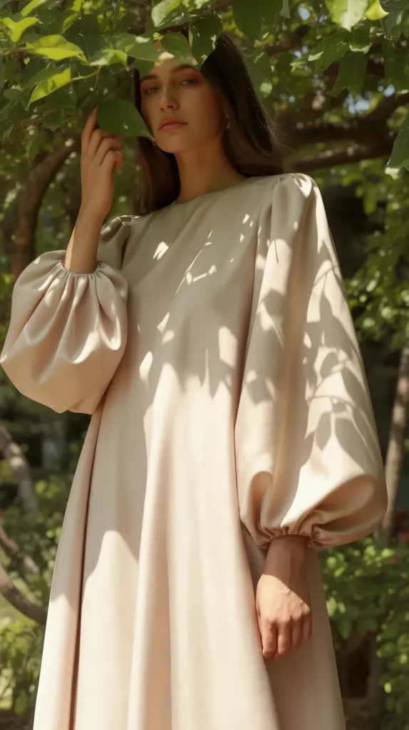 Creamy-Balloon-Sleeves-Fashion-Look. Creamy Balloon Sleeves Fashion Look