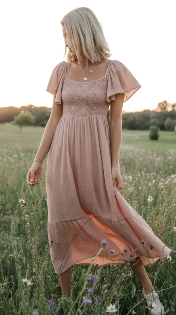 Dusty-Rose-Smocked-Boho-Dress Dusty Rose Smocked Boho Dress