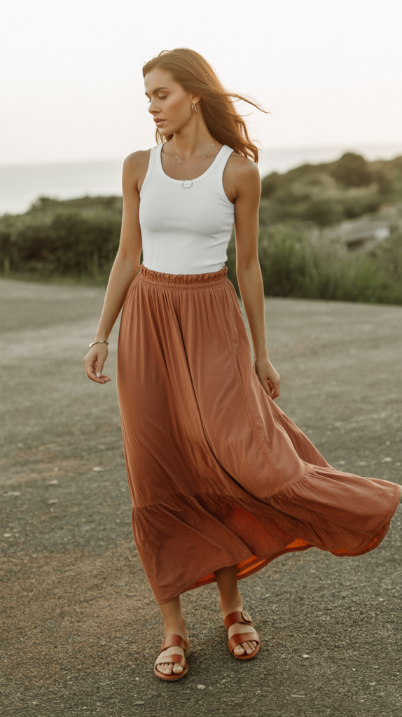 Maxi-Skirt-With-a-Simple-Tank-Top Maxi Skirt With a Simple Tank Top