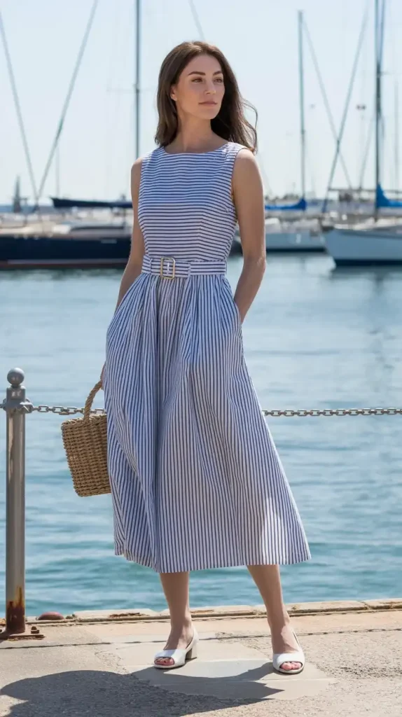 Navy and White Nautical Stripe Dress