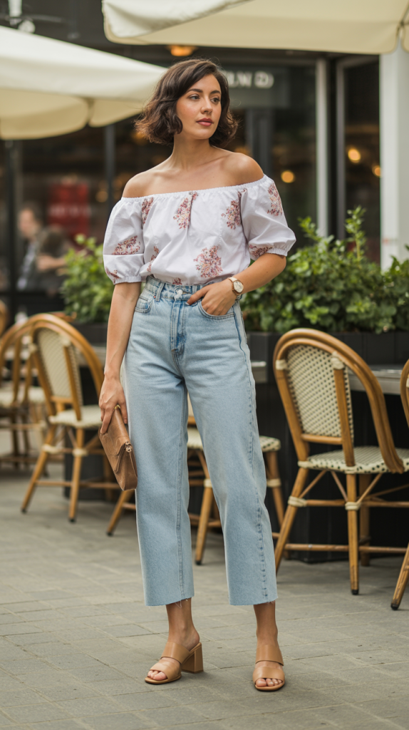 Off-Shoulder-Top-With-High-Waist-Jeans Off-Shoulder Top With High-Waist Jeans