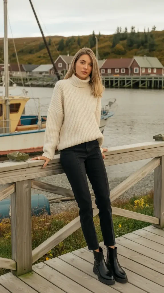 Ponte-Knit-Trousers-with-an-Oversized-Fisherman-Sweater Ponte Knit Trousers with an Oversized Fisherman Sweater