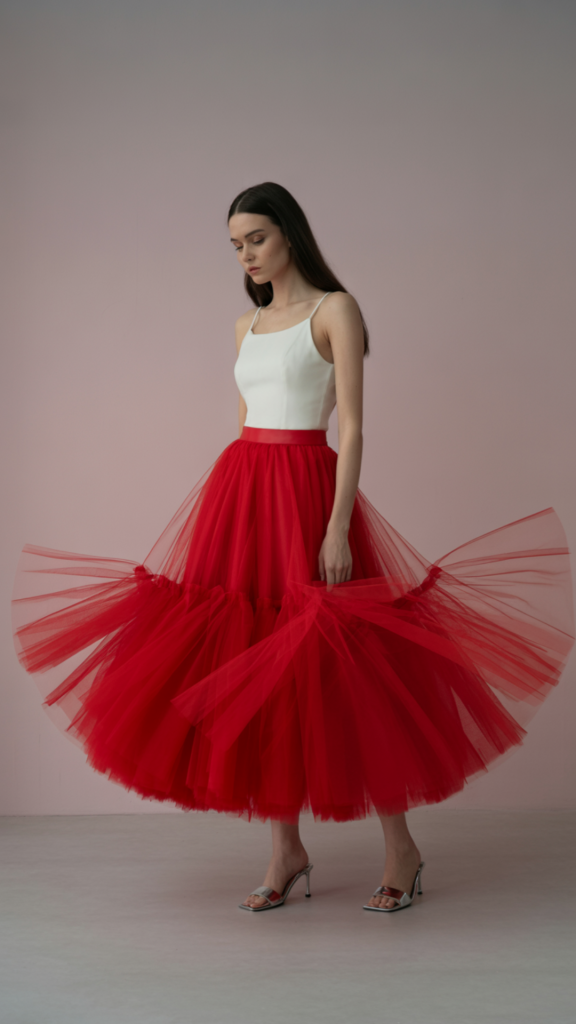 Romantic-Red-Tulle-Fantasy-Look Romantic Red Tulle Fantasy Look