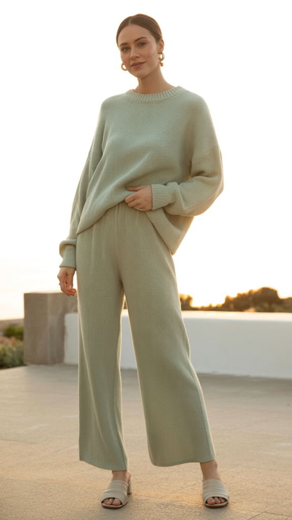 Sage-Green-Knit-Set-for-Cool-June-Evenings Sage Green Knit Set for Cool June Evenings