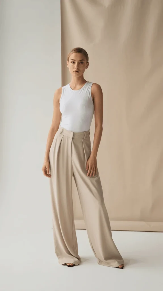 White-Bodysuit-With-Wide-Pants White Bodysuit With Wide Pants