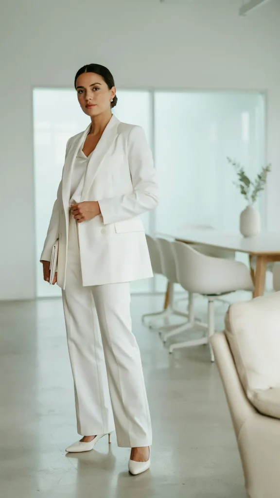 All-White-Co-Ord-Set-Crisp-Elegant-Office-Summer-Style All White Co-Ord Set Crisp Elegant Office Summer Style