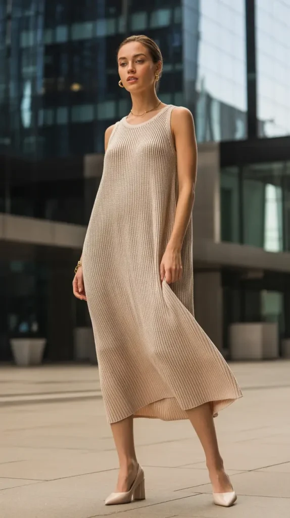 Beige-Knit-Dress-Luxury-Style Beige Knit Dress Luxury Style