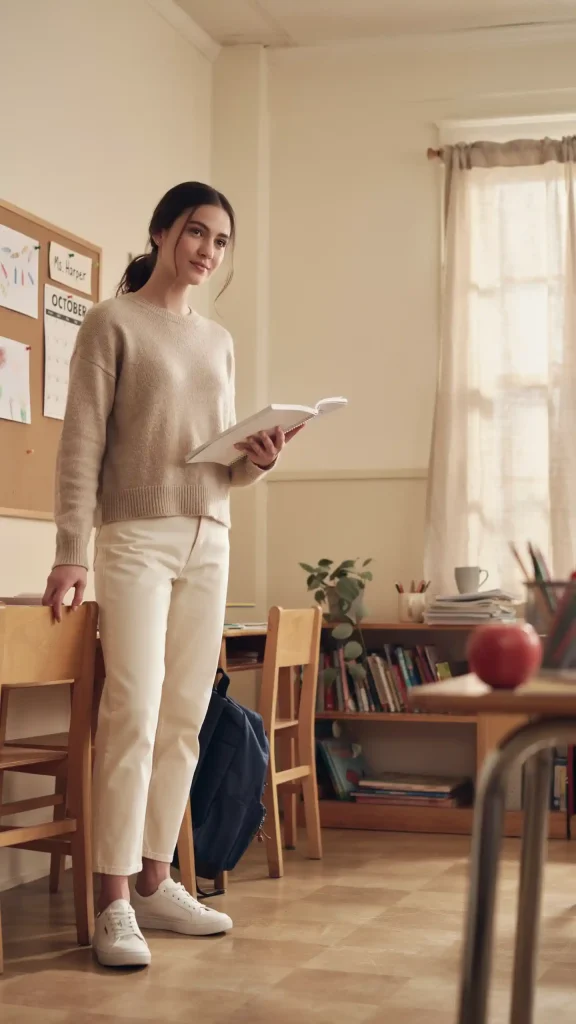 Beige-Knit-Top-Straight-Pants-Outfit Beige Knit Top Straight Pants Outfit