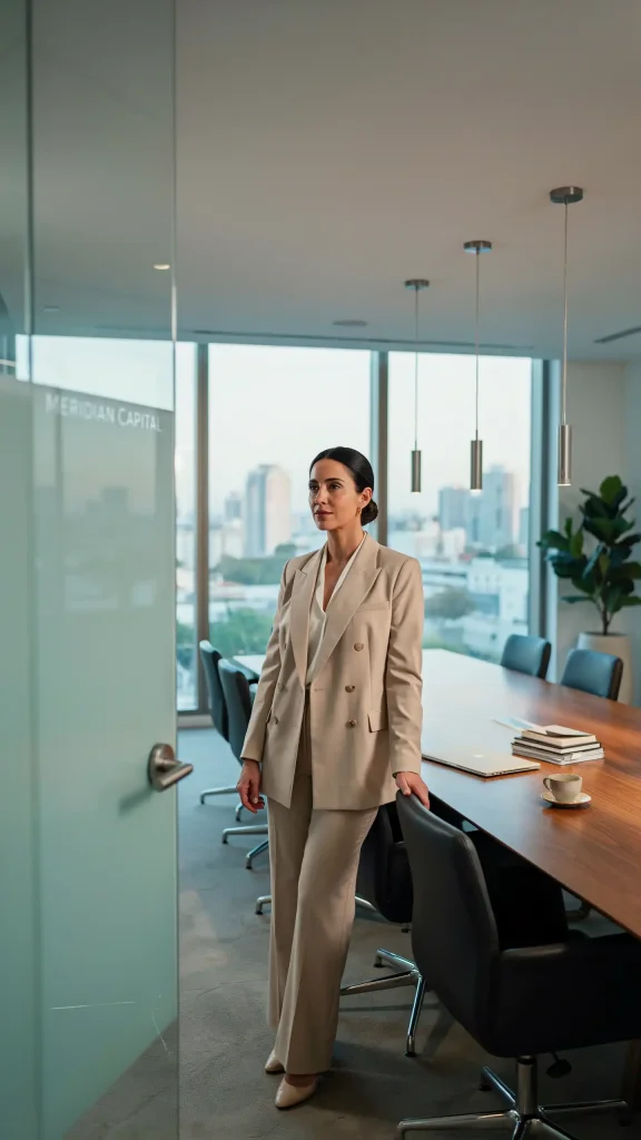 Beige-Tailored-Blazer-With-Straight-Pants-Corporate-Chic-Style Beige Tailored Blazer With Straight Pants Corporate Chic Style