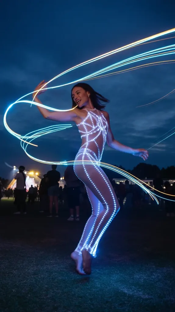 Black-Bodysuit-With-LED-Light-Up-Outfit Black Bodysuit With LED Light-Up Outfit