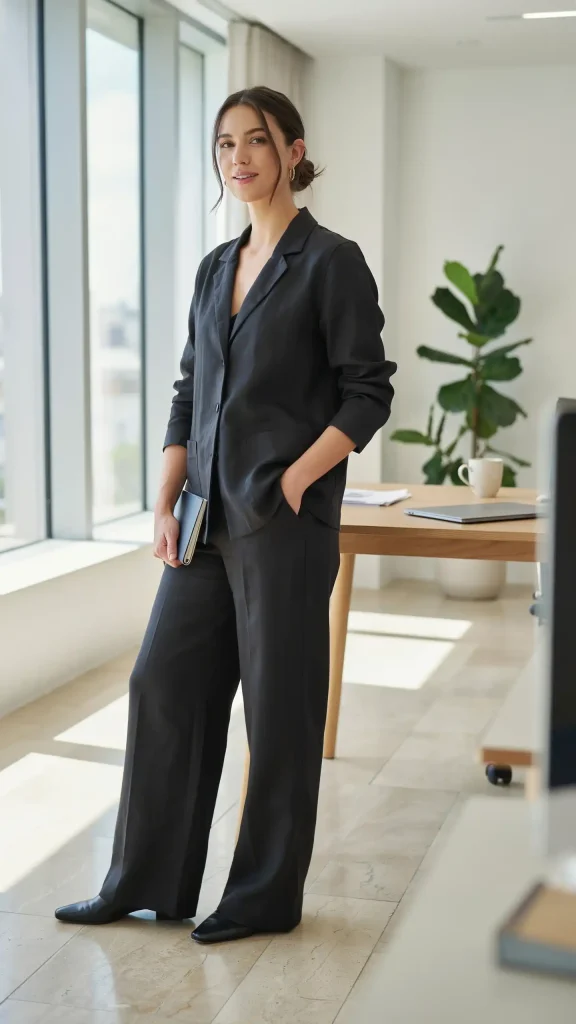 Black-Linen-Co-Ord-Set-Minimal-Sleek-Work-Summer-Outfit Black Linen Co Ord Set Minimal Sleek Work Summer Outfit