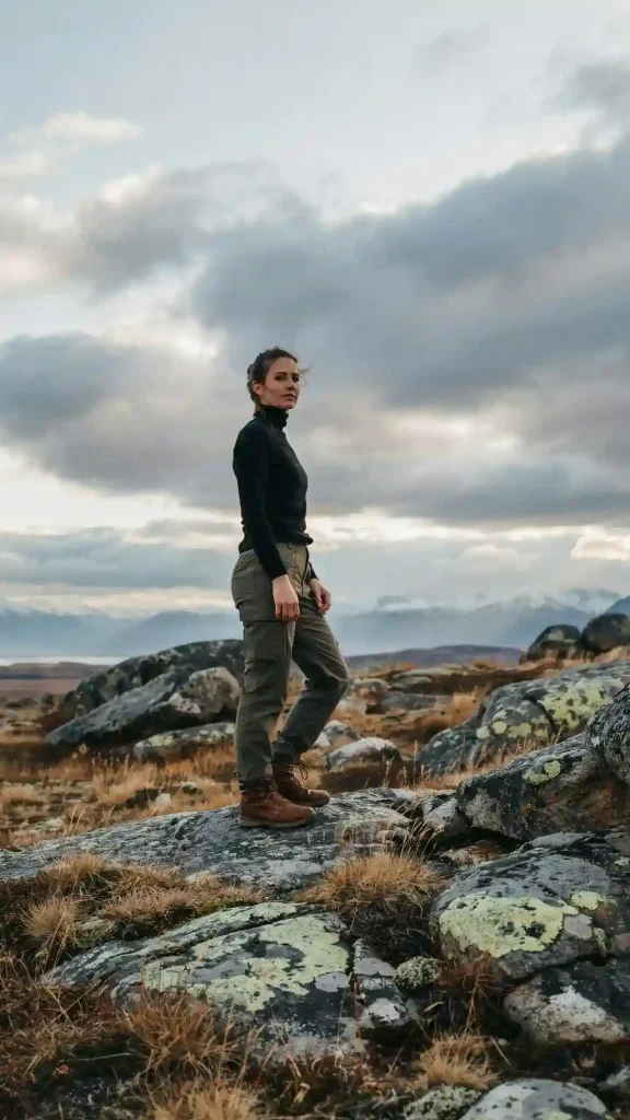 Black-Turtleneck-With-Olive-Cargo-Pants-Hiking-Boots Black Turtleneck With Olive Cargo Pants & Hiking Boots