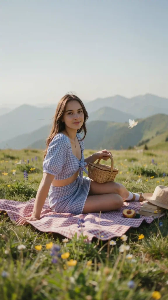 Blue-Gingham-Co-Ord-Set-Picnic-Day-Look Blue Gingham Co Ord Set Picnic Day Look