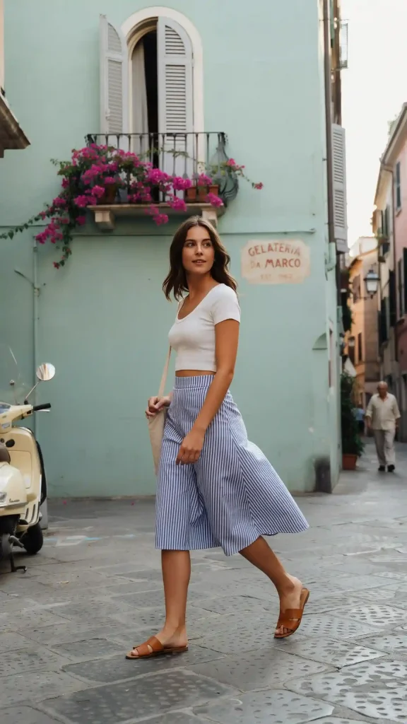 Blue-White-Striped-Midi-Skirt-With-A-Fitted-Crop-Top Blue White Striped Midi Skirt With A Fitted Crop Top