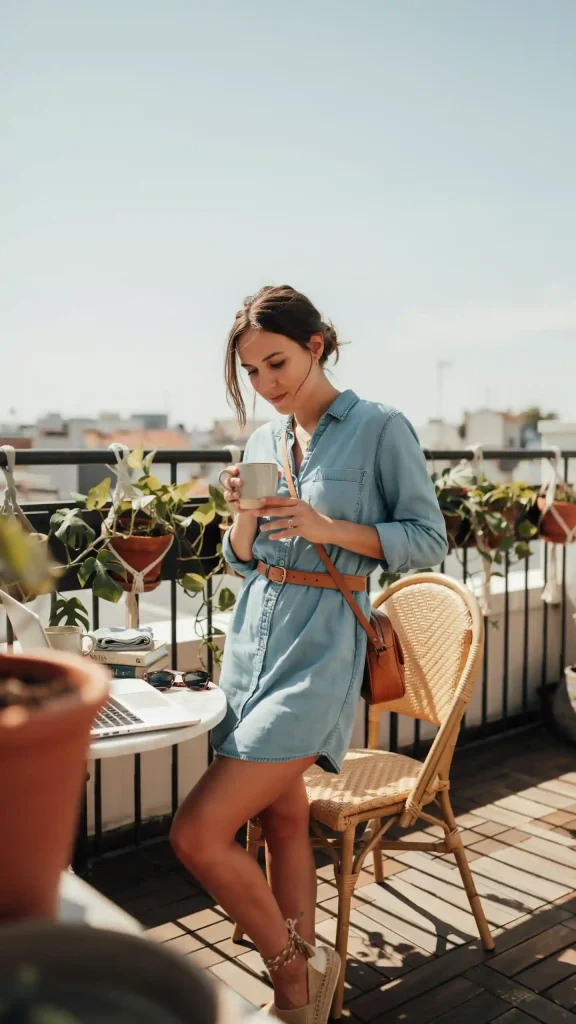 Breathable-Chambray-Shirt-Dress Breathable Chambray Shirt Dress