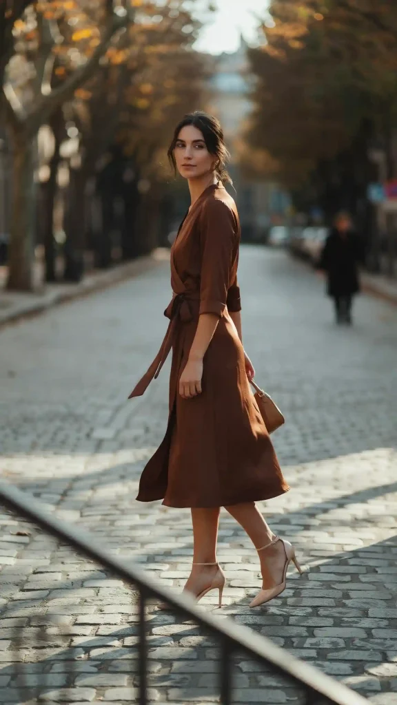 Brown-Wrap-Midi-Dress Brown Wrap Midi Dress