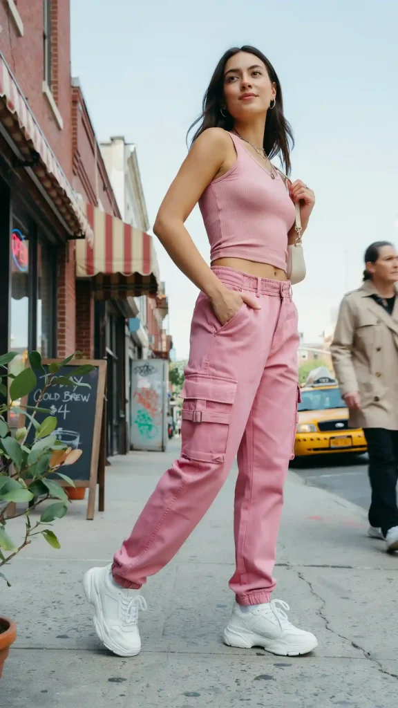 Bubblegum-Pink-Crop-Top-and-Cargo-Pants Bubblegum Pink Crop Top and Cargo Pants