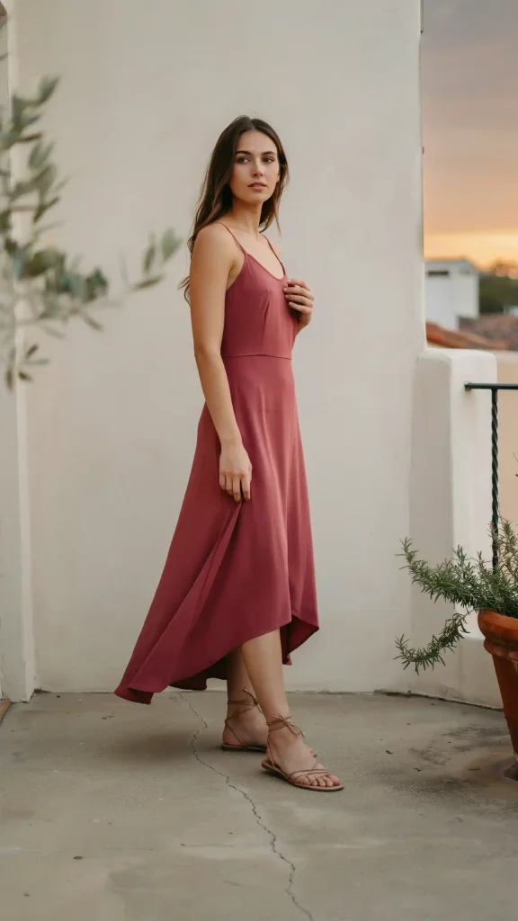 Burgundy-Asymmetric-Hem-Maxi-Dress. Burgundy Asymmetric Hem Maxi Dress