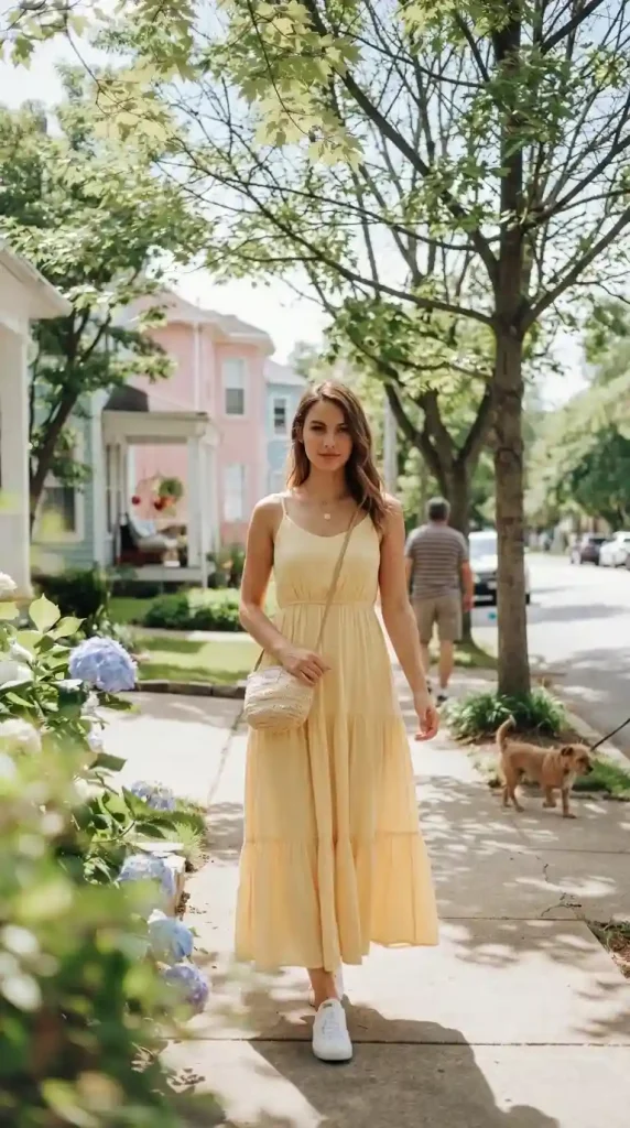 Butter-Yellow-Flowy-Maxi-with-Lightweight-Denim-Jacket Butter Yellow Flowy Maxi with Lightweight Denim Jacket