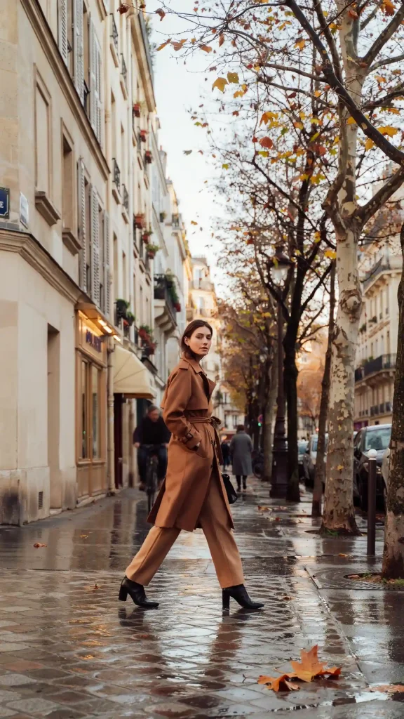 Caramel-Trench-Coat-With-Straight-Leg-Trousers Caramel Trench Coat With Straight-Leg Trousers