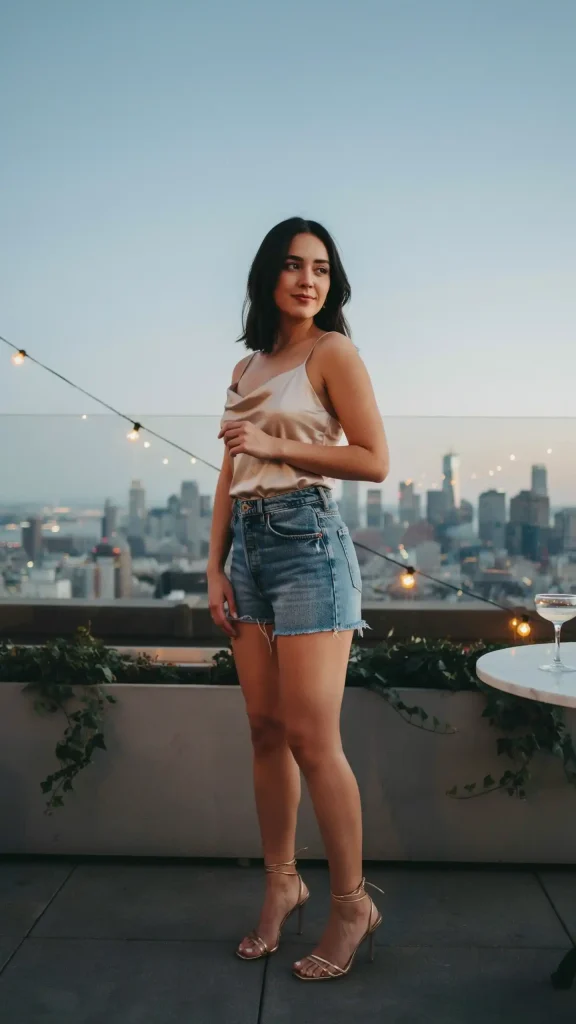 Champagne Satin Slip Evening Summer Outfit