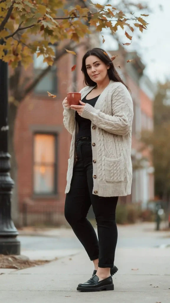Chunky-Cream-Longline-Cardigan-and-Black-Jeans Chunky Cream Longline Cardigan and Black Jeans