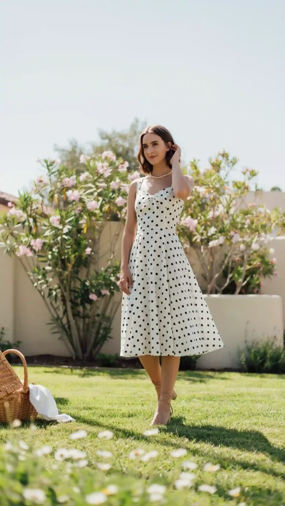 Classic-Polka-Dot-Sundress-Vintage-Outfit-Ideas Classic Polka Dot Sundress Vintage Outfit Ideas