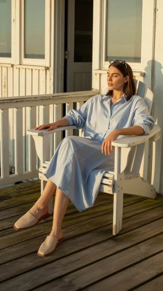 Coastal-Grandma-Aesthetic-Relaxed-Pale-Blue-Cotton-Shirtdress Coastal Grandma Aesthetic Relaxed Pale Blue Cotton Shirtdress