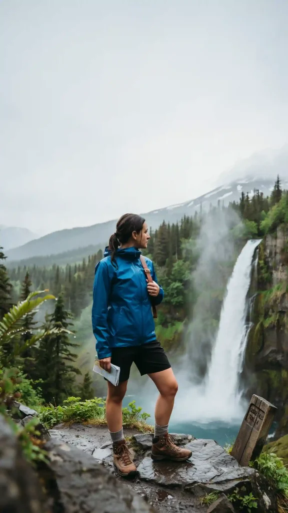 Cobalt-Blue-Rain-Jacket-with-Black-Hiking-Shorts-Outfit Cobalt Blue Rain Jacket with Black Hiking Shorts Outfit
