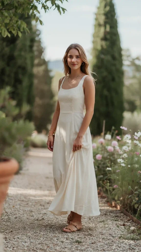 Cream-Swiss-Dot-Flowy-Maxi-with-Simple-Tan-Accessories Cream Swiss Dot Flowy Maxi with Simple Tan Accessories