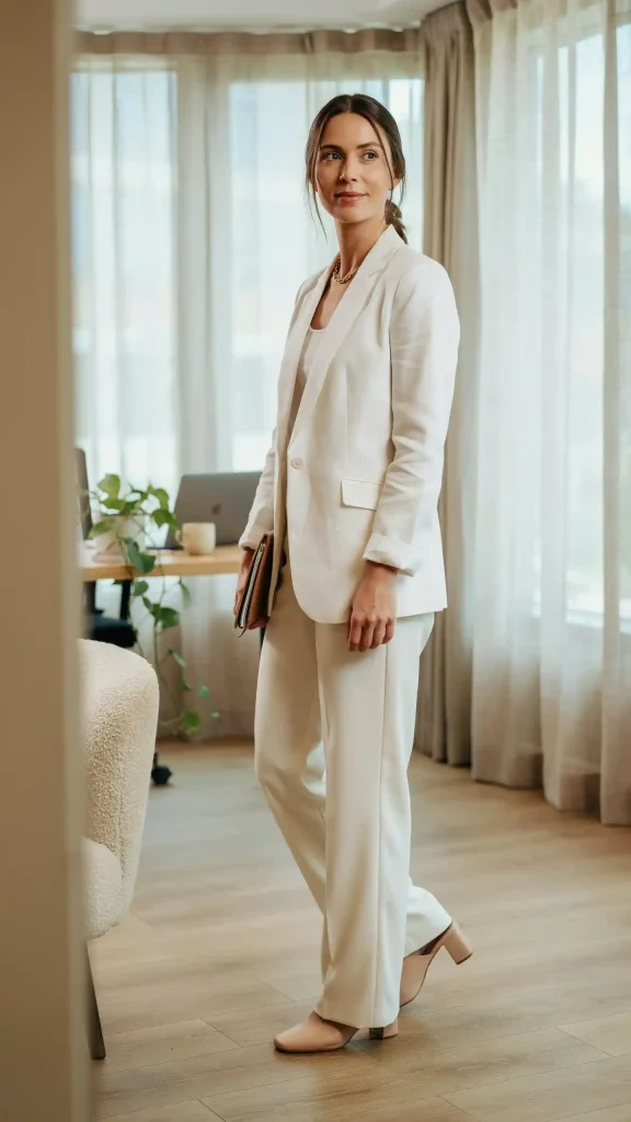 Crisp-White-Linen-Blazer-With-Tailored-Trousers Crisp White Linen Blazer With Tailored Trousers