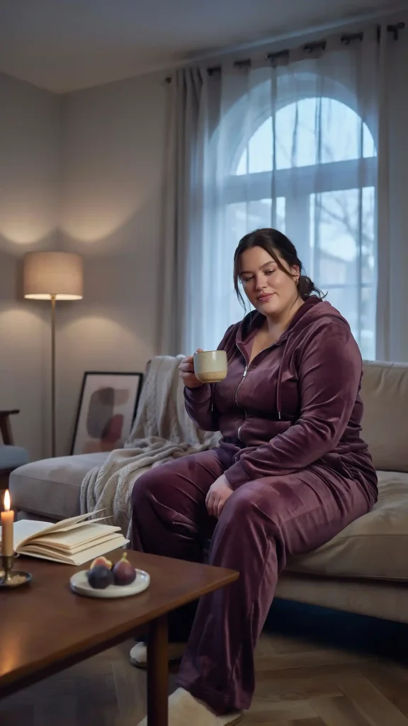 Deep-Plum-Velvet-Tracksuit-Zipped-Hoodie-With-Wide-Leg-Trousers Deep Plum Velvet Tracksuit & Zipped Hoodie With Wide-Leg Trousers