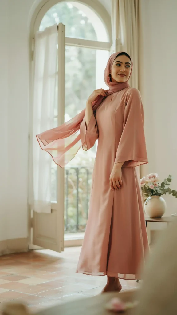 Dusty-Rose-Wide-Sleeve-Dress-With-Elegant-Modest-Style Dusty Rose Wide Sleeve Dress With Elegant Modest Style