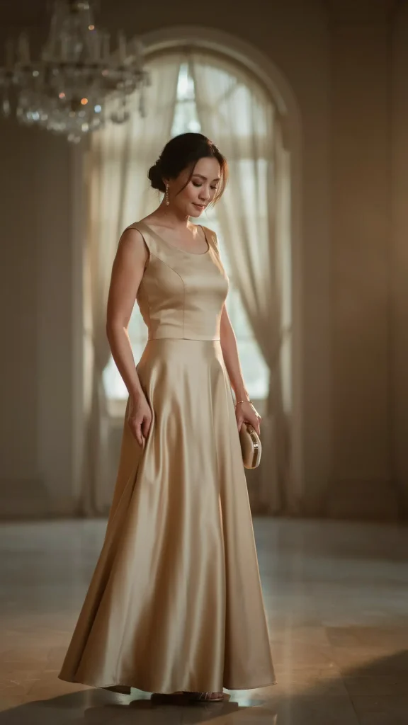 Elegant-Formal-Gold-Satin-Skirt-with-Matching-Sleeveless-Satin-Top-Outfit Elegant Formal Gold Satin Skirt with Matching Sleeveless Satin Top Outfit