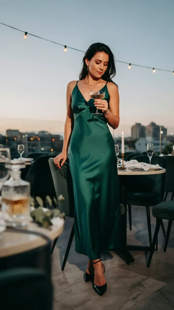 Emerald-Green-Satin-Flowy-Maxi-for-Sunset-Dinner-Dates Emerald Green Satin Flowy Maxi for Sunset Dinner Dates