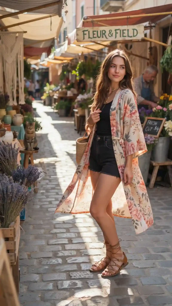 Floral-Kimono-Boho-Summer-Festival-Outfit Floral Kimono Boho Summer Festival Outfit