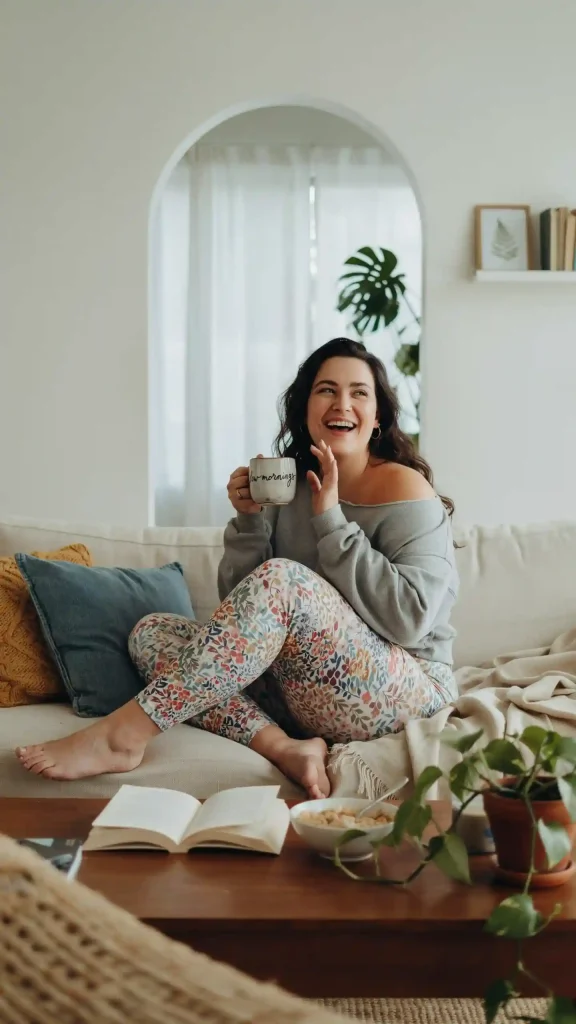 Floral-Print-Leggings-And-Oversized-Grey-Sweatshirt Floral Print Leggings And Oversized Grey Sweatshirt