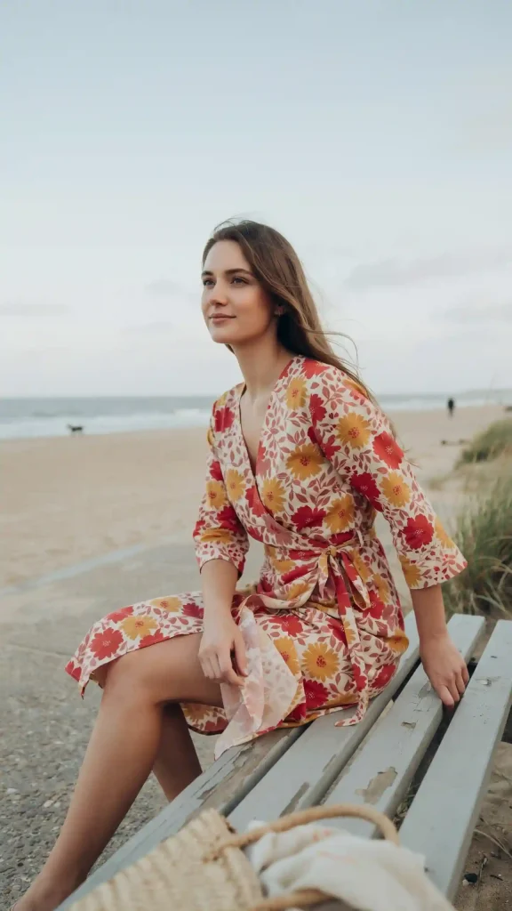 Floral-Wrap-Dress-in-Red-and-Yellow-Florals Floral Wrap Dress in Red and Yellow Florals