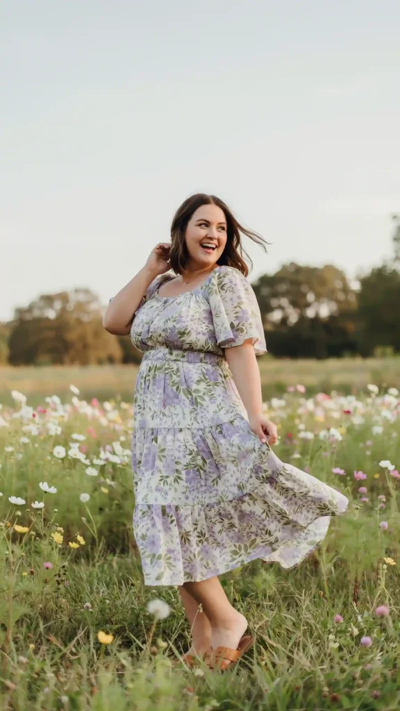 Flowy-Lavender-Soft-Green-Floral-Midi-Dress Flowy Lavender & Soft Green Floral Midi Dress