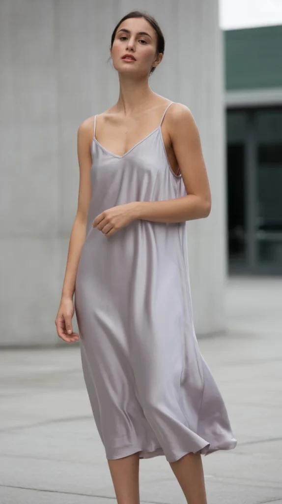 Grey-Slip-Dress-Minimal-Style Grey Slip Dress Minimal Style