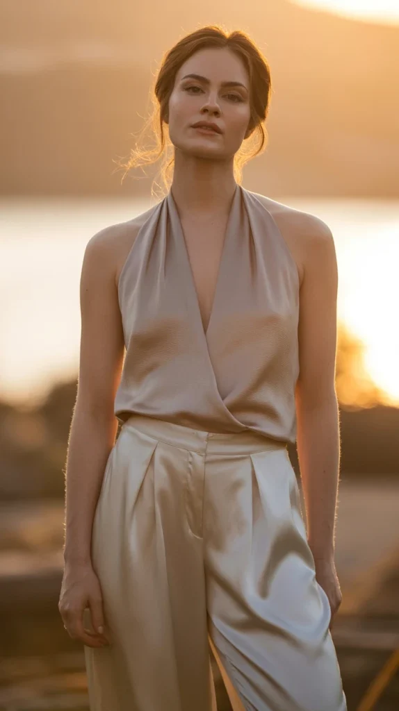 Halter Top with Flowing Pants