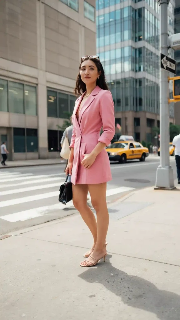 Hot Pink Blazer Dress In Summer