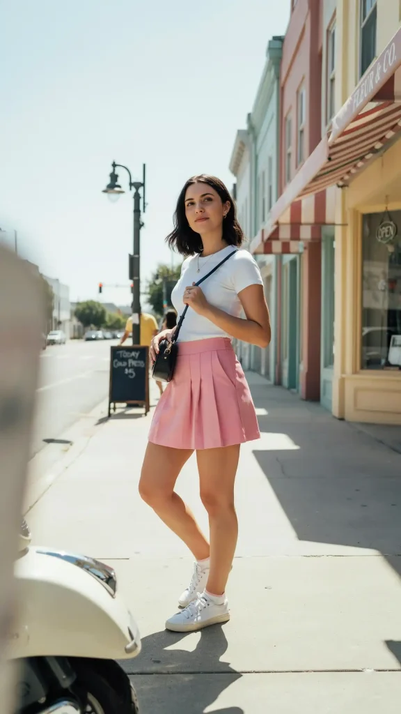 Hot-Pink-Mini-Skirt-and-White-Tee Hot Pink Mini Skirt and White Tee