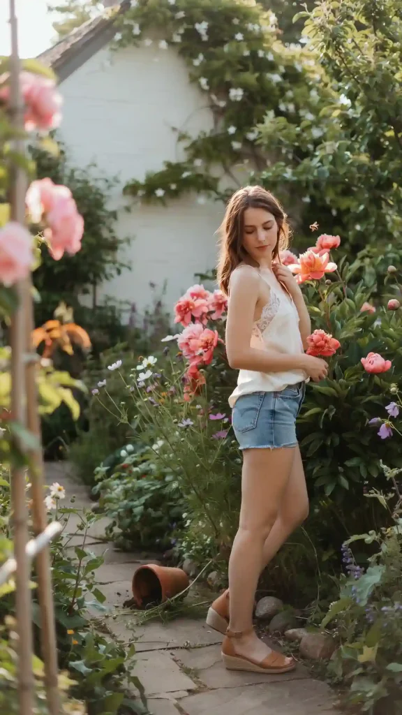 Ivory Lace Trim Romantic Summer Outfit