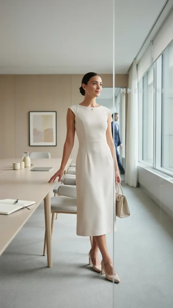 Ivory-Structured-Sheath-Dress Ivory Structured Sheath Dress
