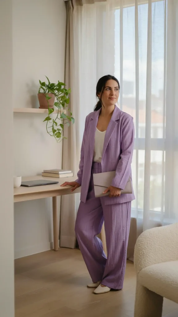 Lavender-Crepe-Wide-Leg-Suit Lavender Crepe Wide-Leg Suit