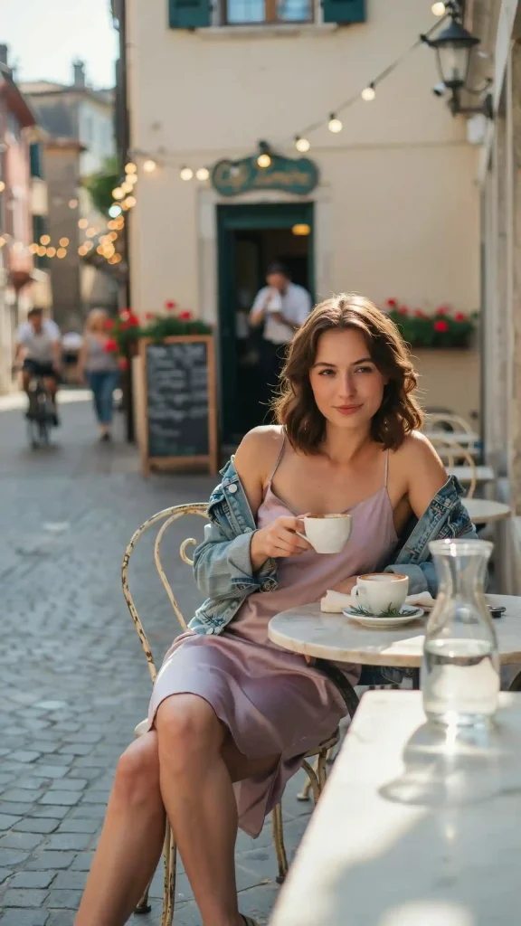 Lavender-Pastel-Slip-Dress-with-Light-Blue-Denim-Jacket Lavender Pastel Slip Dress with Light Blue Denim Jacket